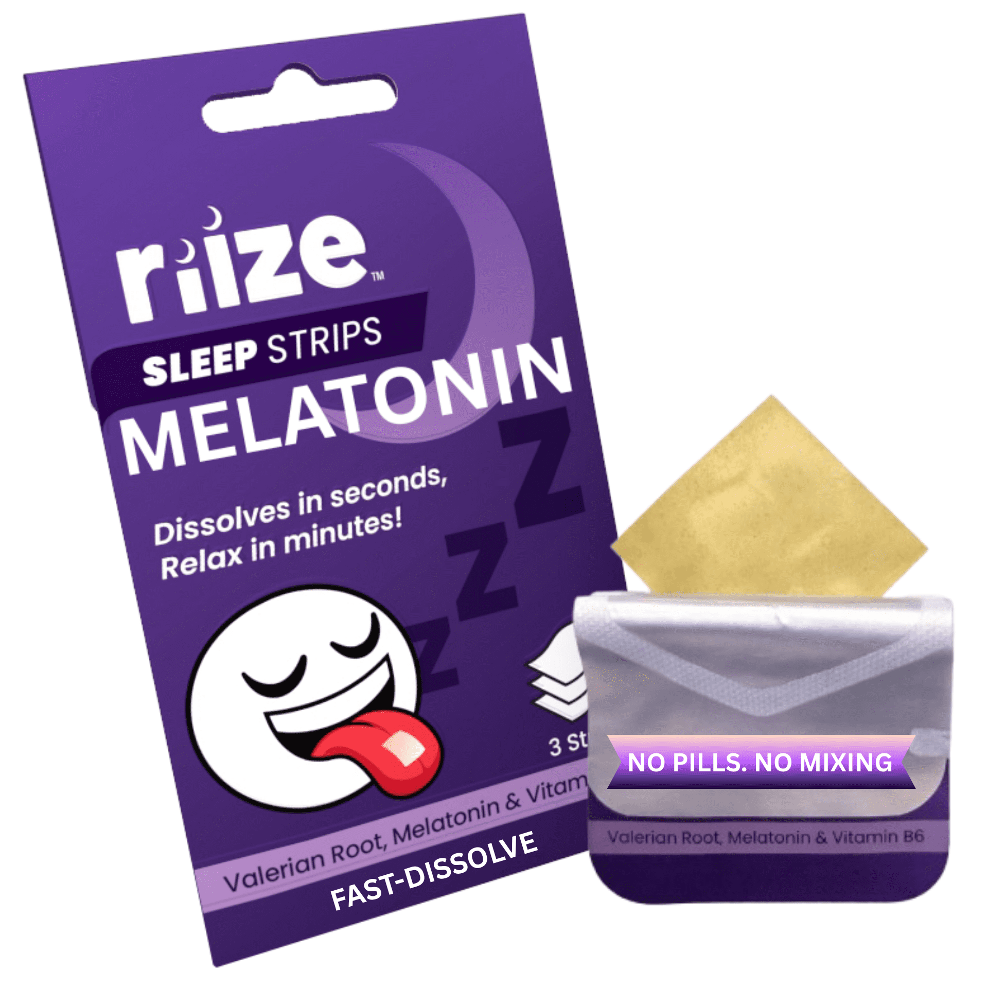 Riize Sleep Strips – Fast Acting Dissolvable Sleep Aid with Melatonin, L-Theanine & Valerian Root – 3 Count