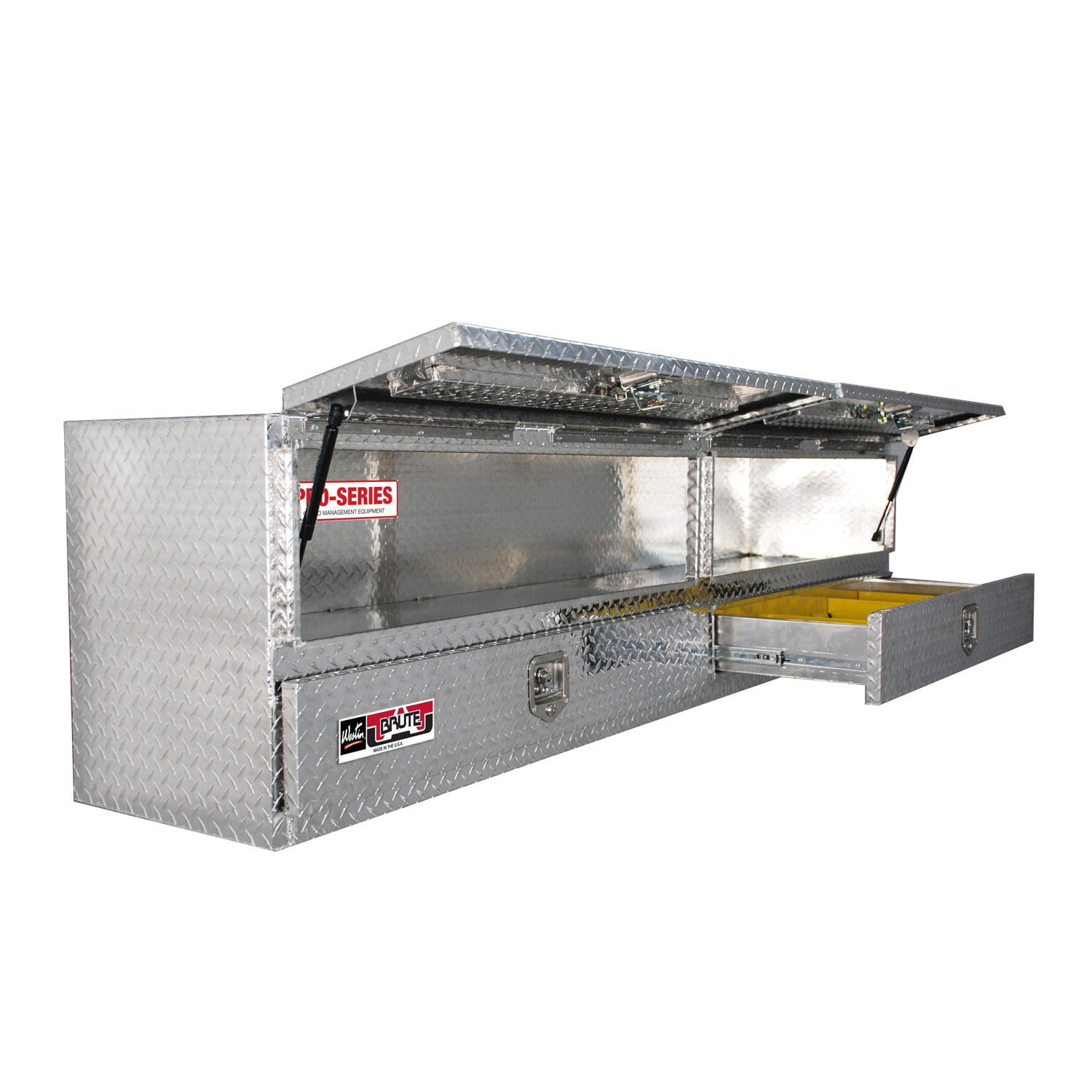 Brute 80-TB400-96D-BD Pro Series 96 High Capacity Stake Bed Contractor Polished Aluminum Tool Box with Bottom Drawers 