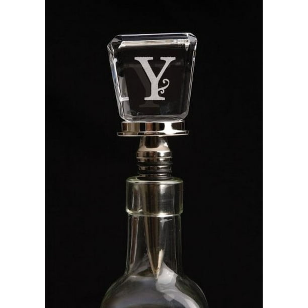 Alphabet Monogram Elegant Wine Bottle Stopper Y Clear Glass Top With 3 D Laser Etched Letter By Gifted Living From Usa Walmart Com Walmart Com