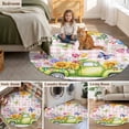 thumbnail image 5 of Watercolor Floral Truck Round Area Rug 6Ft Washable Circle Rugs for Bathroom Office, Spring Garden Butterflies Pink Plaid Non-Slip Carpet Floor Mats Indoor Outdoor Carpet Runner Aesthetic Home Decor, 5 of 8