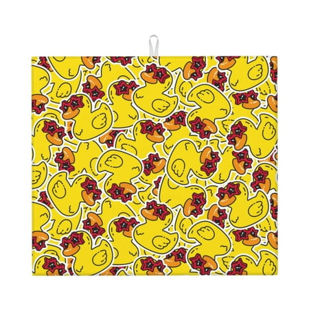 

Goofa Dish Drying Mat Super Absorbent Drying Mat Large Dish Drying Mats for Kitchen Counter Easy Clean Dish Mat Kitchen Drying Mat 16 x 18 ( Duck with Star Sunglasses )