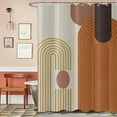 thumbnail image 3 of Mid Century Shower Curtain, Neutral Brown Beige Modern Boho Arch Geometric Machine Washable Waterproof Fabric for Bathroom Decor Bathtub with 12 Hooks 72x72, 3 of 6