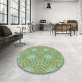 thumbnail image 4 of Ahgly Company Machine Washable Indoor Round Transitional Olive Drab Green Area Rugs, 3' Round, 4 of 7