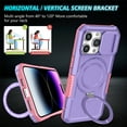 thumbnail image 5 of ELEHOLD Rugged Case for iPhone 15 Pro with Sliding Camera Lens Cover Rotation Ring Holder Stand Function Compatible with MagSafe Shockproof Cover for iPhone 15 Pro 6.1 Inch - Purple, 5 of 10