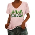 thumbnail image 3 of lcziwo Irish Shirts for Women Summer Short Sleeve T Shirt Cute Wine Glass Graphic Tees Loose Fit U Neck Blouses St. Patrick's Day Vacation Tops Pink L, 3 of 5