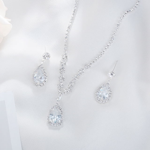 Conjunto de joyas de diamantes de imitación, mano de obra fina Versátiles conjuntos de joyas de boda Hermosos para fiestas