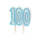 thumbnail image 1 of Unique Party - Vela Diseño Purpurina 100 Cumpleaños (Azul, Blanco), 1 of 2