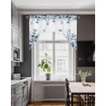 thumbnail image 3 of Blue Eucalyptus Leaves Swag Valances for Windows, Small Curtains Drapes, Watercolor Spring Summer Botanical Kitchen Window Curtains Over Sink Window Treatment Valance for Bedroom/Bathroom 56"x36", 3 of 5