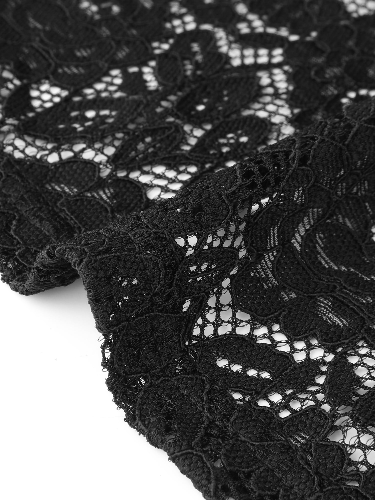 DARING DIVA Women's Stand Collar Sheer Floral Lace Bolero Shrug S Black