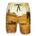 thumbnail image 3 of Honeii Western Cowboy Ranch Print Men's Casual Shorts with Drawstring,Swim Trunks Quick Dry Beach Shorts-Large, 3 of 6
