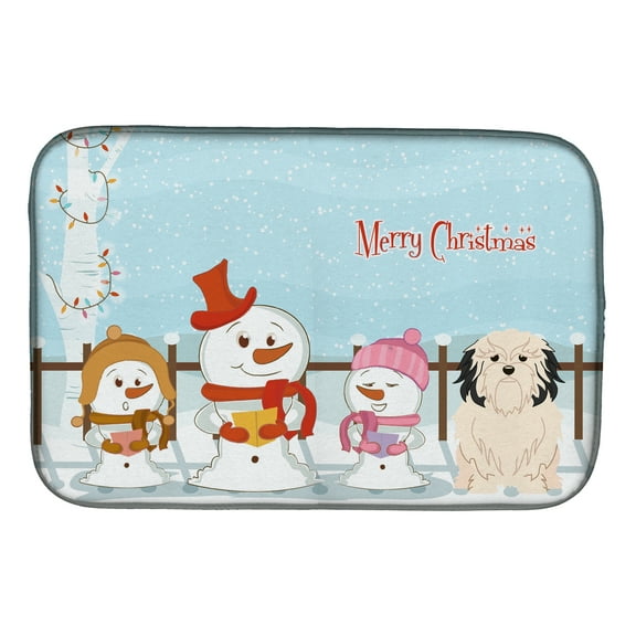 Merry Christmas Carolers Lowchen Dish Drying Mat