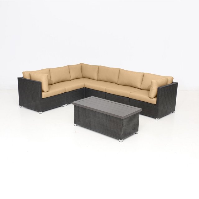 Innesbrook Collection 7-Piece Aluminum Patio Conversation Set with Tan Cushions