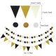 thumbnail image 5 of Suministros de decoración para fiestas, 21 piezas de papel negro con pompones de flores, abanico de bolas, pancarta triangular, guirnaldas de abanico, fiesta, bautismo, cumpleaños, graduación, decorac, 5 of 5