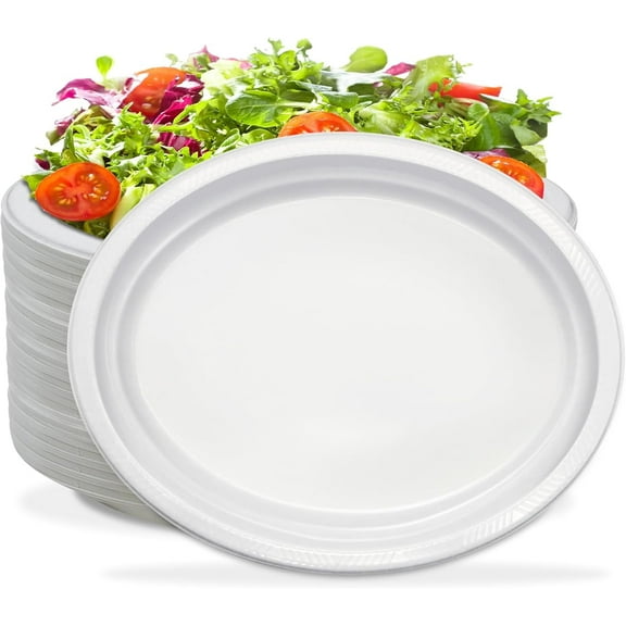 Compostable Plates 12 Inch 130 Pack, Super Strong Disposable Bagasse Plates, Natural Sugarcane Eco-Friendly Dinnerware for BBQ, Party, Wedding & Picnic