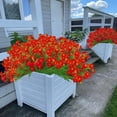 thumbnail image 5 of 24 Bundles Artificial Fake Flowers UV Resistant Plastic Plants Silk Faux Flowers for Outdoor Planters Home Indoor Outside Garden Porch Window DIY Decoration ( Red), 5 of 8