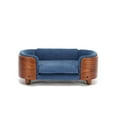 thumbnail image 2 of Pefilos 26" Elevated Pet Dog Bed with Solid Wood Legs and Walnut Bent Wood Back, Cashmere Cushion, Pet Sofa for Indoors Dogs, Dark Blue, 2 of 10