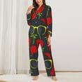 thumbnail image 3 of Kll Black Head African Woman Print Women'S Long Sleeve Pajamas With Pants Sleepwear Loungewear 2 Set-Small, 3 of 9