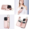 thumbnail image 5 of JTCASES for iPhone 13 Mini Case, PU Leather Lychee Pattern Zipper Purse Finger Ring Buckle Card Slots Stand Shell for iPhone 13 Mini Wear-resistant Shockproof Wallet Cover, Rosegold, 5 of 8