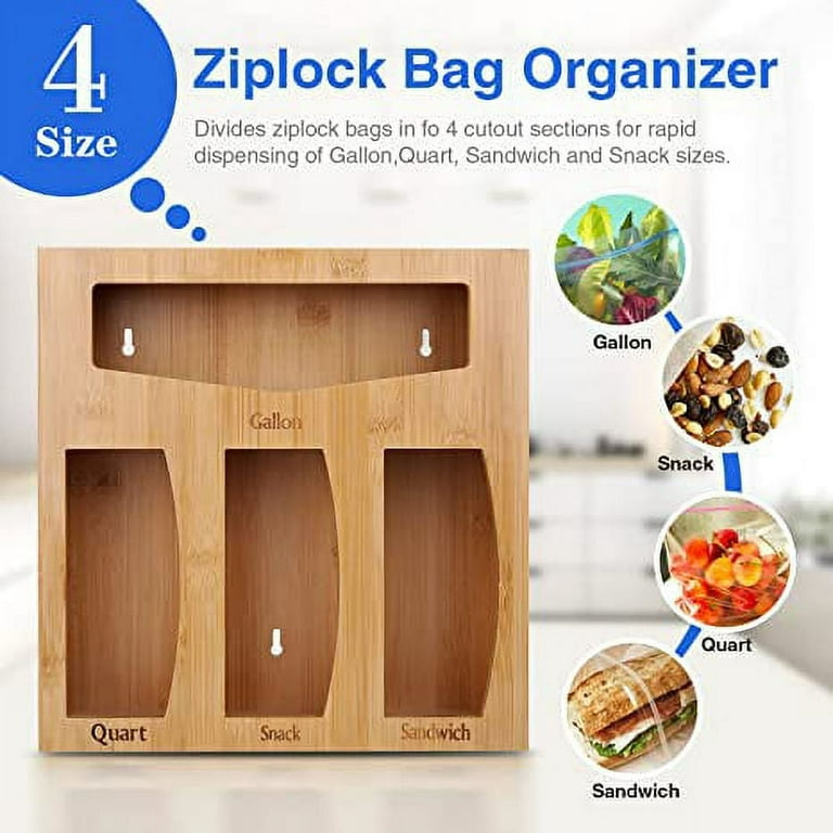 YIHATA Bamboo Ziplock Bag Storage Organizer for Kitchen Drawer or