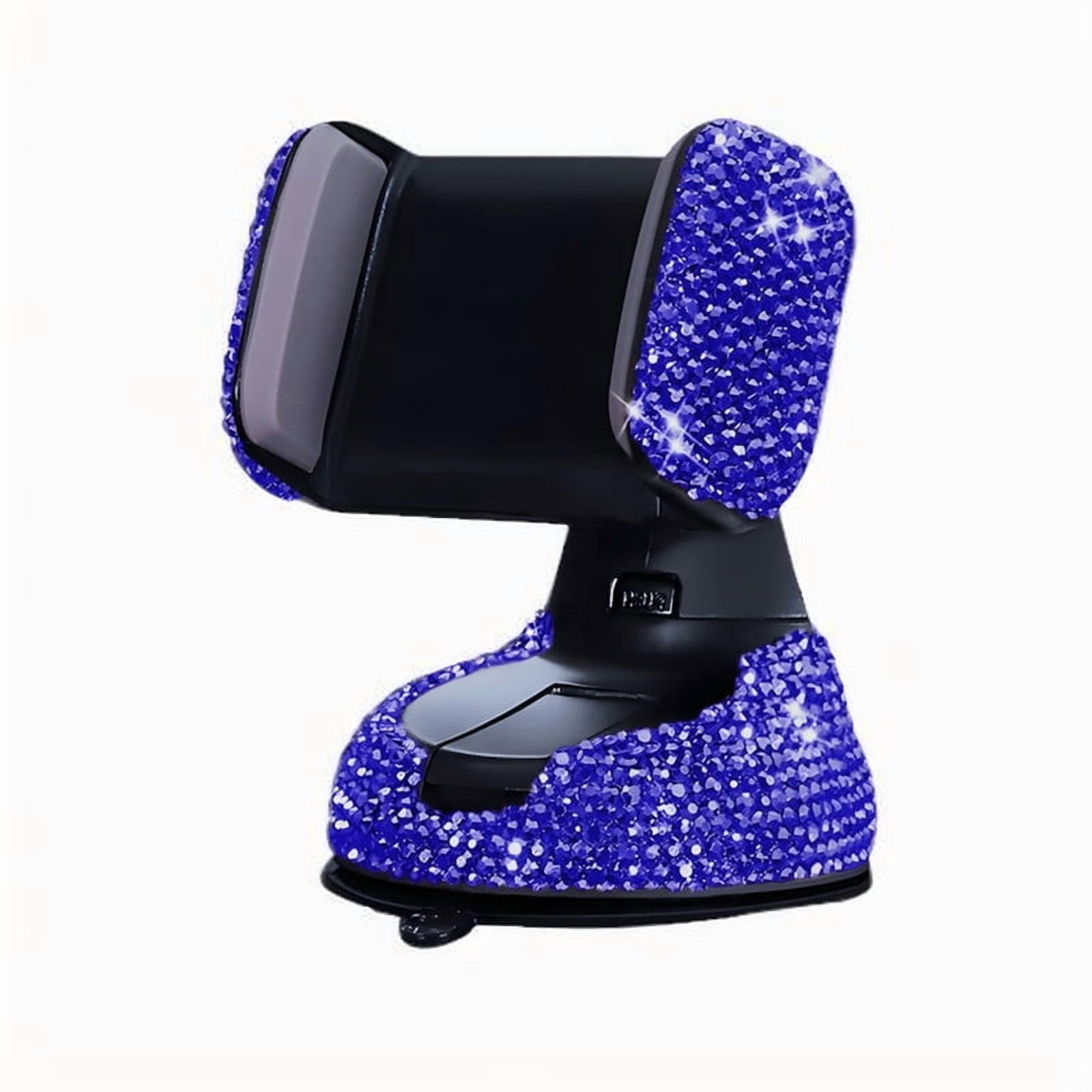 Bling Car Phone Holder, 360°Adjustable Crystal Auto Phone Mount Universal Rhinestone Car Stand Phone Holders for Your Car, Car Accessories for Windshield Dashboard (Blue)
