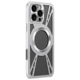 thumbnail image 1 of For iPhone 15 Pro Magnetic Case Hollow Heat Dissipation PC + Silicone Phone Cover - Black, 1 of 1