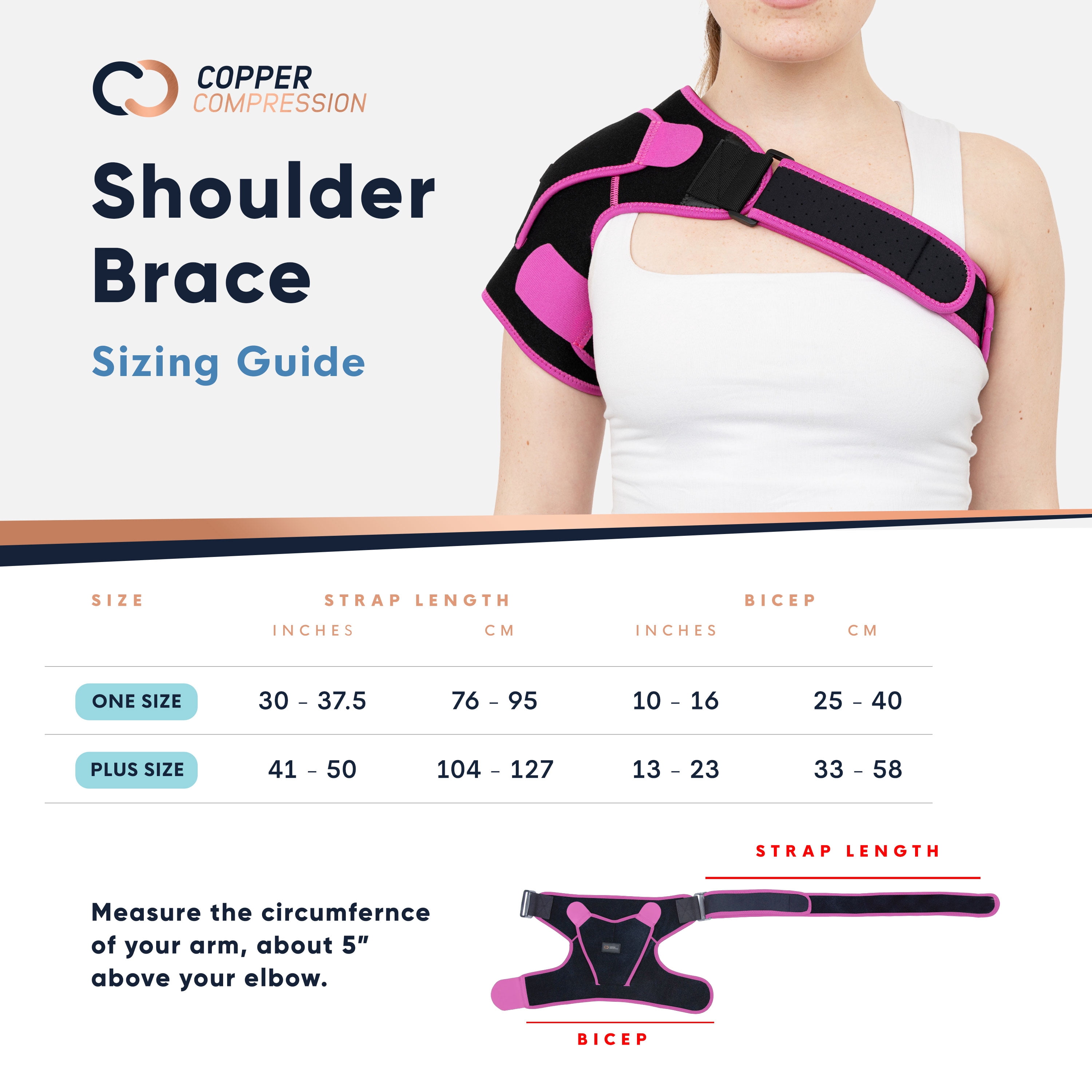 Copper Compression Recovery Shoulder Brace - Pink &  Black