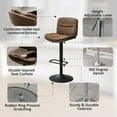thumbnail image 5 of FIRAVOE Bar Stools Set of 2, Adjustable Height Swivel Bar Stools with Back (Double-Layer Upholstered), Modern PU Leather Bar Chair for Bar, Kitchen, Dining Room, Tan, 5 of 8