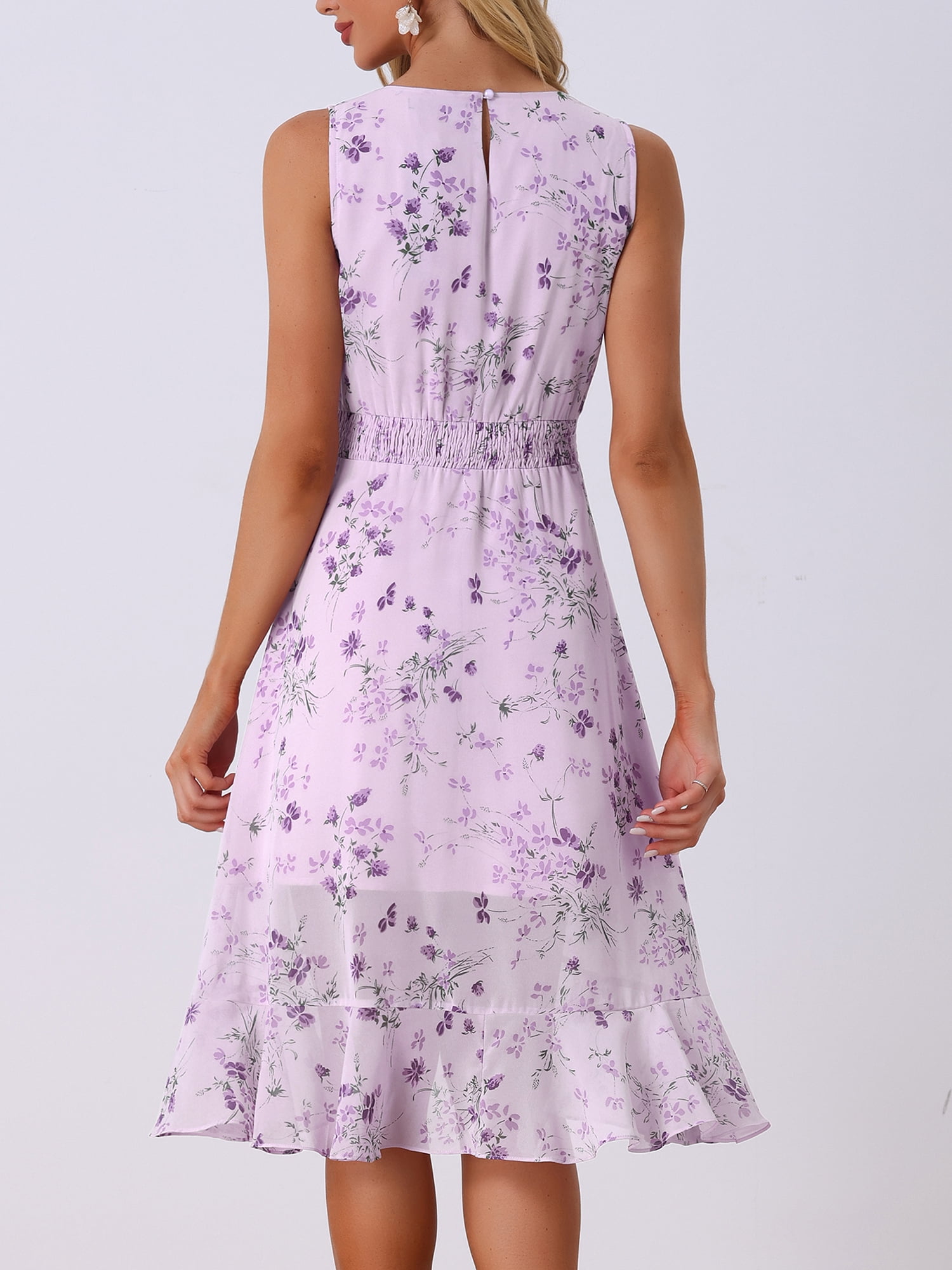 DARING DIVA Women's Summer Wrap Round Neck Keyhole Back Dresses XL Purple