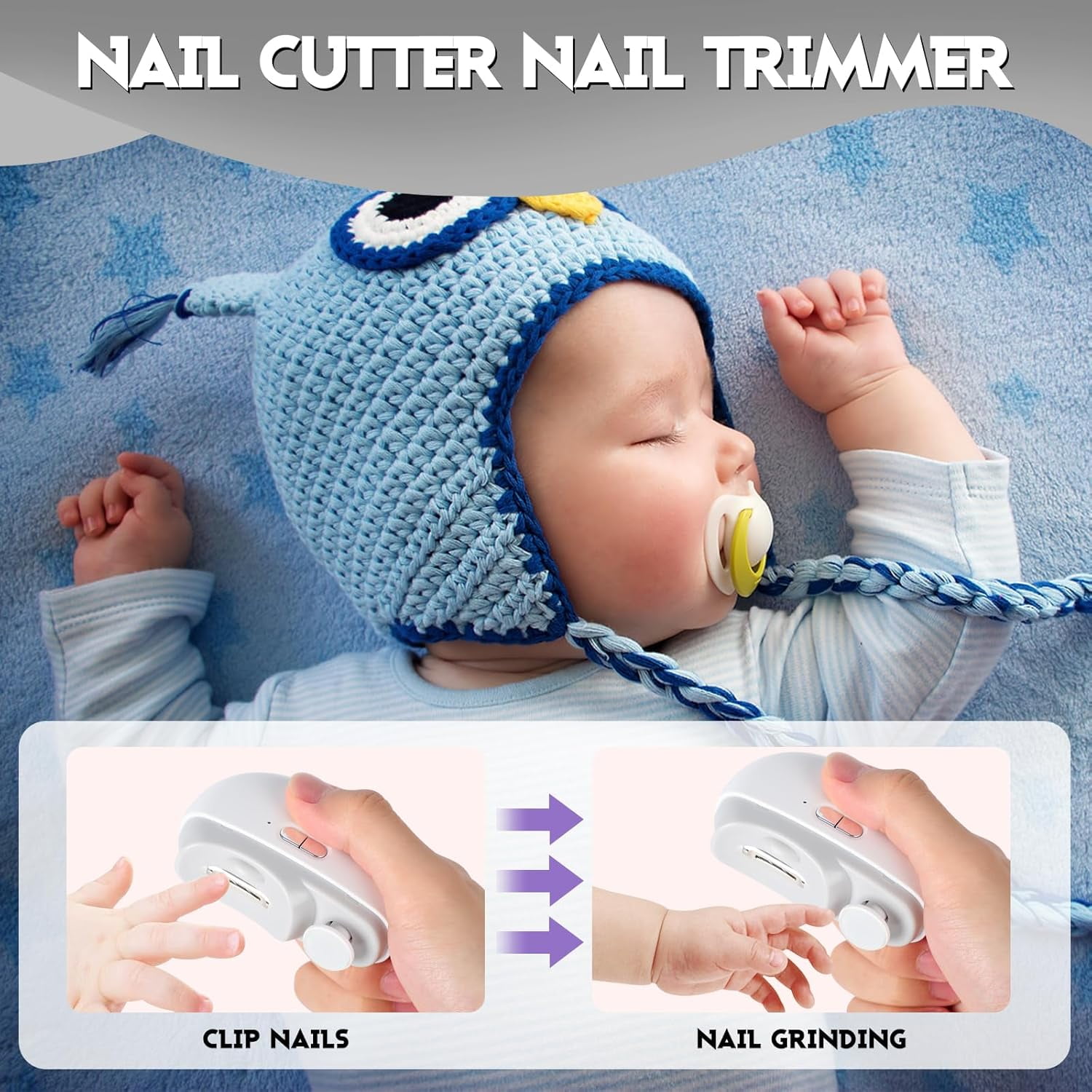 Aorsher 3 in 1 Automatic Nail Clipper with Polishing, Safe and Convenient Electric Nail Trimmer with Nail Clip Storage, 2 Speed Electric Toe Nail Clippers Nail Cutter with Light for Adults