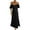Black Dress for women, variant on Women's Satin Tea Length Split Dress Solid Color Off Shoulder V Neck Boho Beach Cotton Lined Elegant Casual Trendy Workout Summer Sundress Retro Black