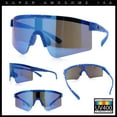 thumbnail image 2 of Xloop Boys Child Size MTB Shield Color Mirror Rimless Plastic Sport Sunglasses [Blue - Blue Mirror], 2 of 7