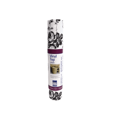 Magic Cover Vinyl Top Non-Adhesive Shelf Liner, 12-Inch by 5-Feet, Toile Black