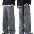 thumbnail image 7 of FRSASU Wide Leg Cargo Pants for Men Stretch Cotton Loose Versatile Athletic Hiking Pants with Pockets Dark Gray, 7 of 7