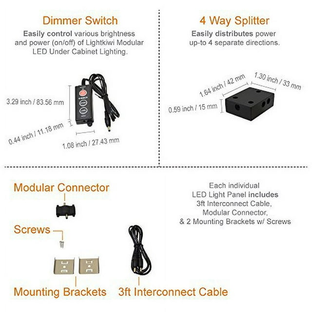 Lightkiwi V4918 6 Inch Cool White Modular LED Under Cabinet Lighting - Pro Kit (12 Panels)
