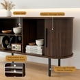 thumbnail image 3 of Ktaxon Mid-Century 58" TV Stand for up to 65" TVs, Wood Entertainment Center with 2 Sliding Tambour Doors,  Modern Television Cabinet with Large Storage & Adjustable Shelf, Walnut, 3 of 10