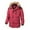 Red, variant on Men's Casual Solid Zipper Pocket Long Sleeve Coat Furry Collar Hat Detachable Parkas Warm Coat