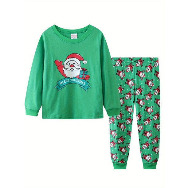 Conjunto de pijama de manga larga con estampado navideño para niña, para invierno xuanjing unisex