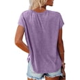 thumbnail image 5 of Icvfdpl Summer Casual T Shirts Tops For Women Cap Sleeve Top V Neck Solid Color Tshirt Loose Fit Blouse Stylish Female Tee Shirt, 5 of 7