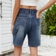 thumbnail image 2 of Mujeres hasta la rodilla Jorts holgados con bolsillos Cargo Shorts de talle alto Jean Shorts Y2k Streetwear Moda, 2 of 6