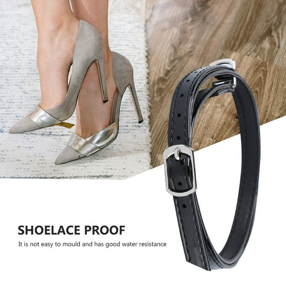 Milisten Ankle Straps for Shoes Shoe Fixing Strap Black Pu 2 Pairs for High Heels