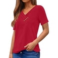 thumbnail image 3 of UVN Blouses for Women Summer Short Sleeve V Neck Button Shirts Dressy Casual Business Tunic Tops, 3 of 8