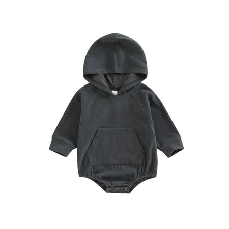 

Douhoow Infant Baby Girls Romper Long Sleeve Hooded Jumpsuit with Kangaroo Pocket Autumn Outfits