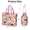 thumbnail image 3 of Tote Bag for Women - Boston Terrier Dog and Flower Florals Shoulder Bag - Large Utility Work Duffle Bag with Zipper Handbag for Travel, Work, Sprots, 3 of 5
