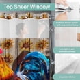 thumbnail image 5 of No Hook Shower Curtain with Snap in Fabric Liner Set- Farm Watercolor Chicken Sunflowers Bathroom Curtains with See Through Mesh Top Window, Retro Wood Board Waterproof Double Shower Curtain 72x84In, 5 of 9