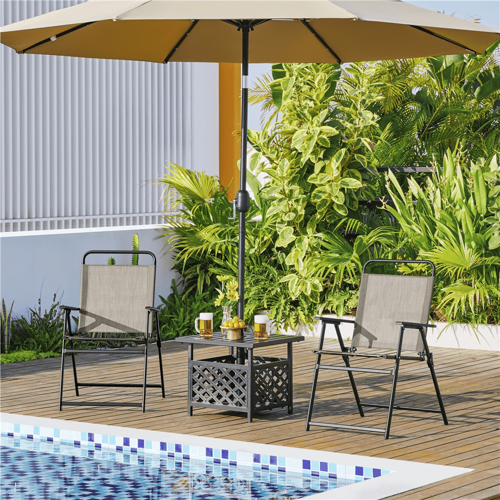 Renwick Set of 4 Outdoor Dining Chairs with Armrests and Backrest, Brown