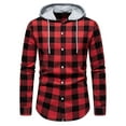 thumbnail image 2 of YYDGH Flannel Plaid Hooded Shirts for Men Long Sleeve Button Down Shirt Jackets Mens Fashion Hoodies Drastring Regular Fit Lightweight Tops Coats, 2 of 9