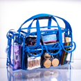 thumbnail image 6 of Wide Opening Large Professional Clear PVC Travel Makeup Artist Set Cosmetic Nails Beauty Transparent Vinyl Tool Organizer Work Beach Diaper Bag With 6 External Pockets & Strap (Blue), 6 of 7