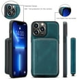 thumbnail image 6 of ELEHOLD Luxury Multi-Functional Wallet Case for iPhone 12 Pro Max Leather Purse Case with Detachable Card Slots Zipper Pocket Kickstand Function Shockproof Protective Case,Blue, 6 of 6