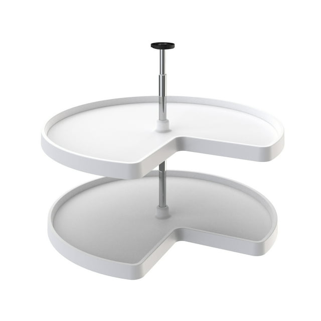 Rev-A-Shelf 32 Inch Lazy Susan Kidney Polymet 2-Shelf, White, 3472-32-11-52
