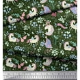 thumbnail image 2 of Soimoi Green Cotton Jersey Fabric Unicorn & Floral Fabric Prints By Yard 58 Inch Wide, 2 of 3